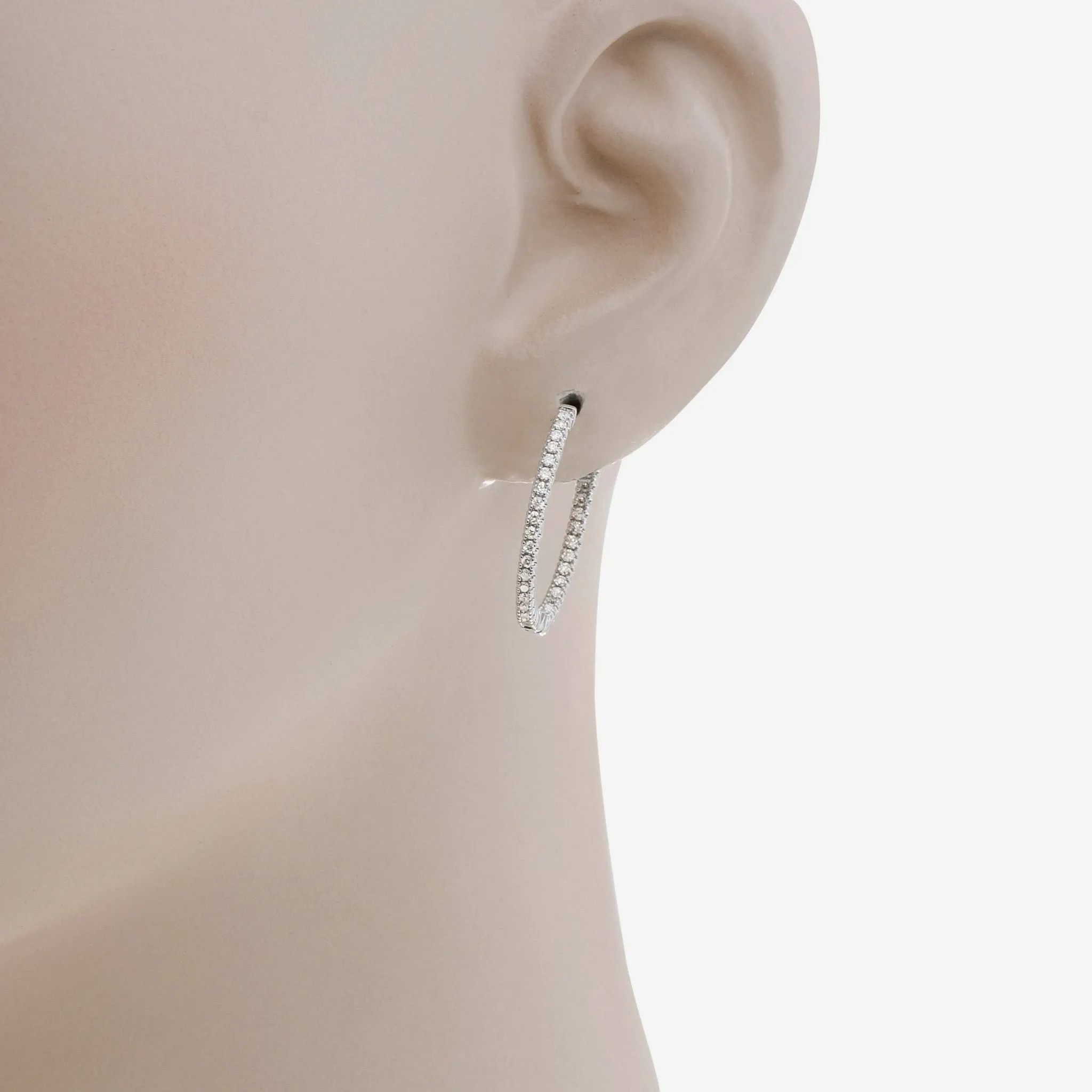 Ina Mar 18K White Gold, Inside-Out Diamond 0.94ct.twd. Hoop Earrings