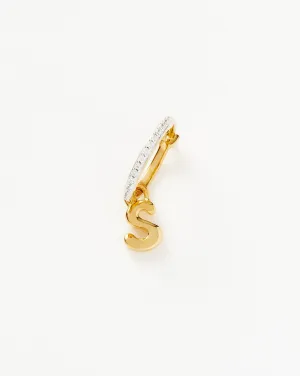 Initial Single Charm Hoop Earring - Initial S | 18k Gold Vermeil