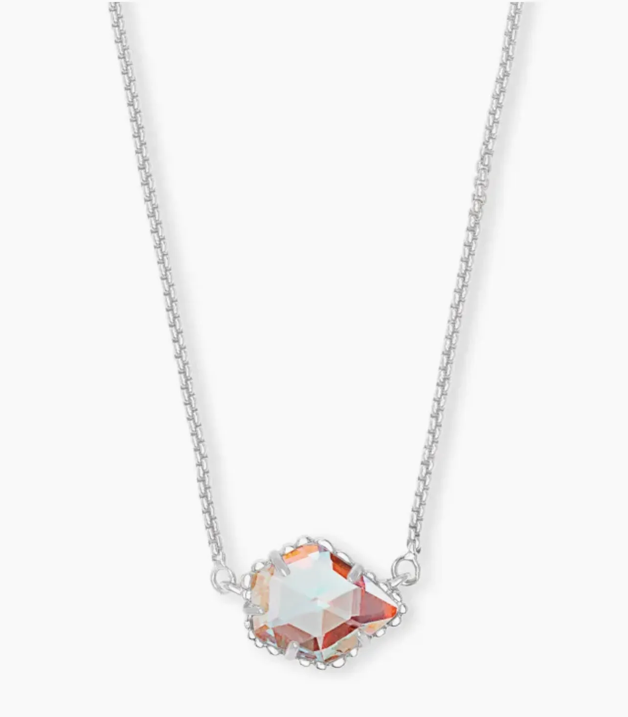 Kendra Scott-Tess Silver Pendant Necklace in Dichroic Glass 4217704129