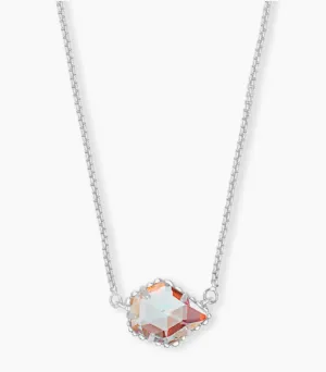 Kendra Scott-Tess Silver Pendant Necklace in Dichroic Glass 4217704129