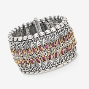 Konstantino Artemis Sterling Silver and 18K Yellow Gold, Rhodolite Cuff Bracelet BKJ480-112-CUT