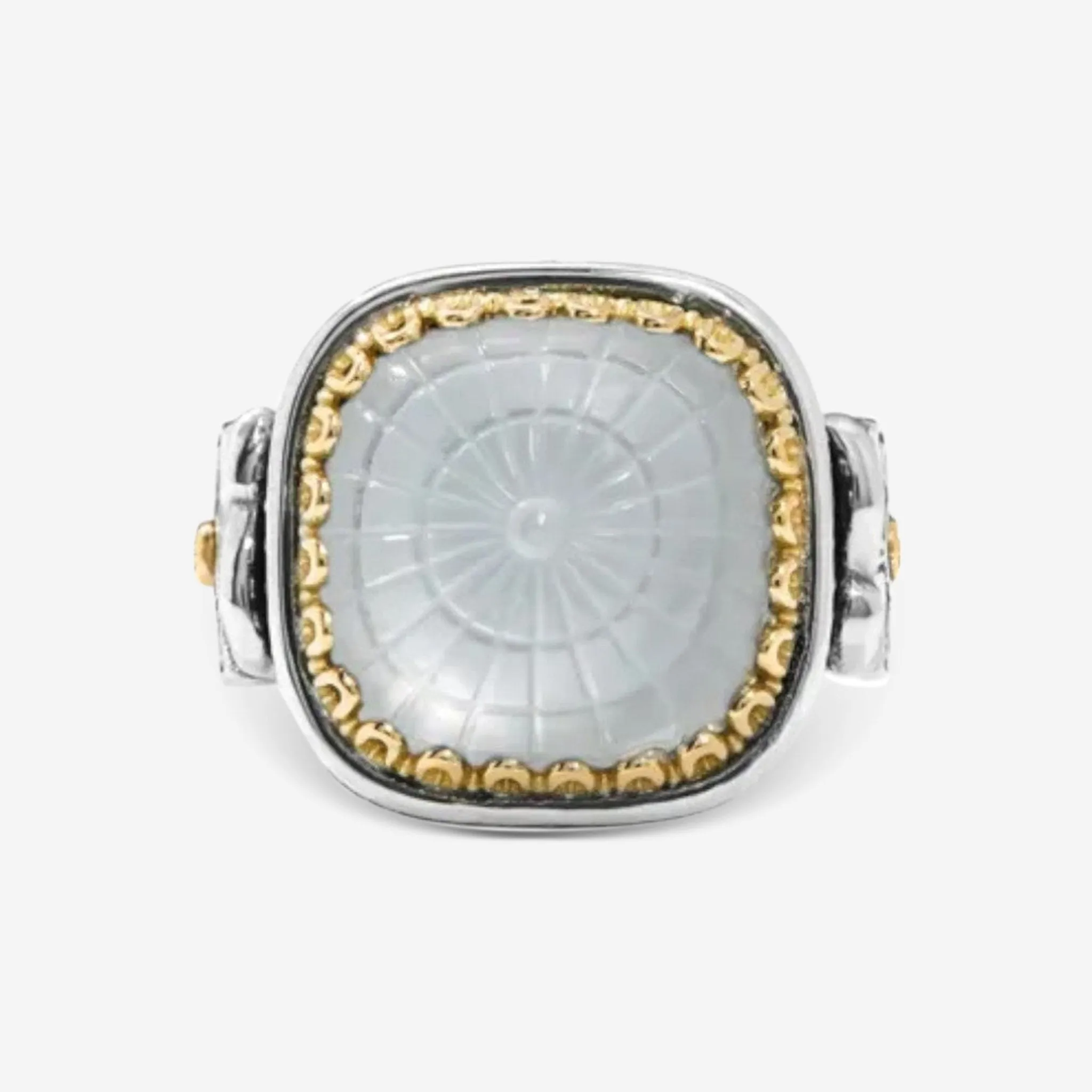 Konstantino Dome Sterling Silver & 18k Yellow Gold Mother of Doublet Ring Sz. 9 DKJ971-313-S9