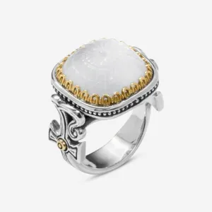 Konstantino Dome Sterling Silver & 18k Yellow Gold Mother of Doublet Ring Sz. 9 DKJ971-313-S9