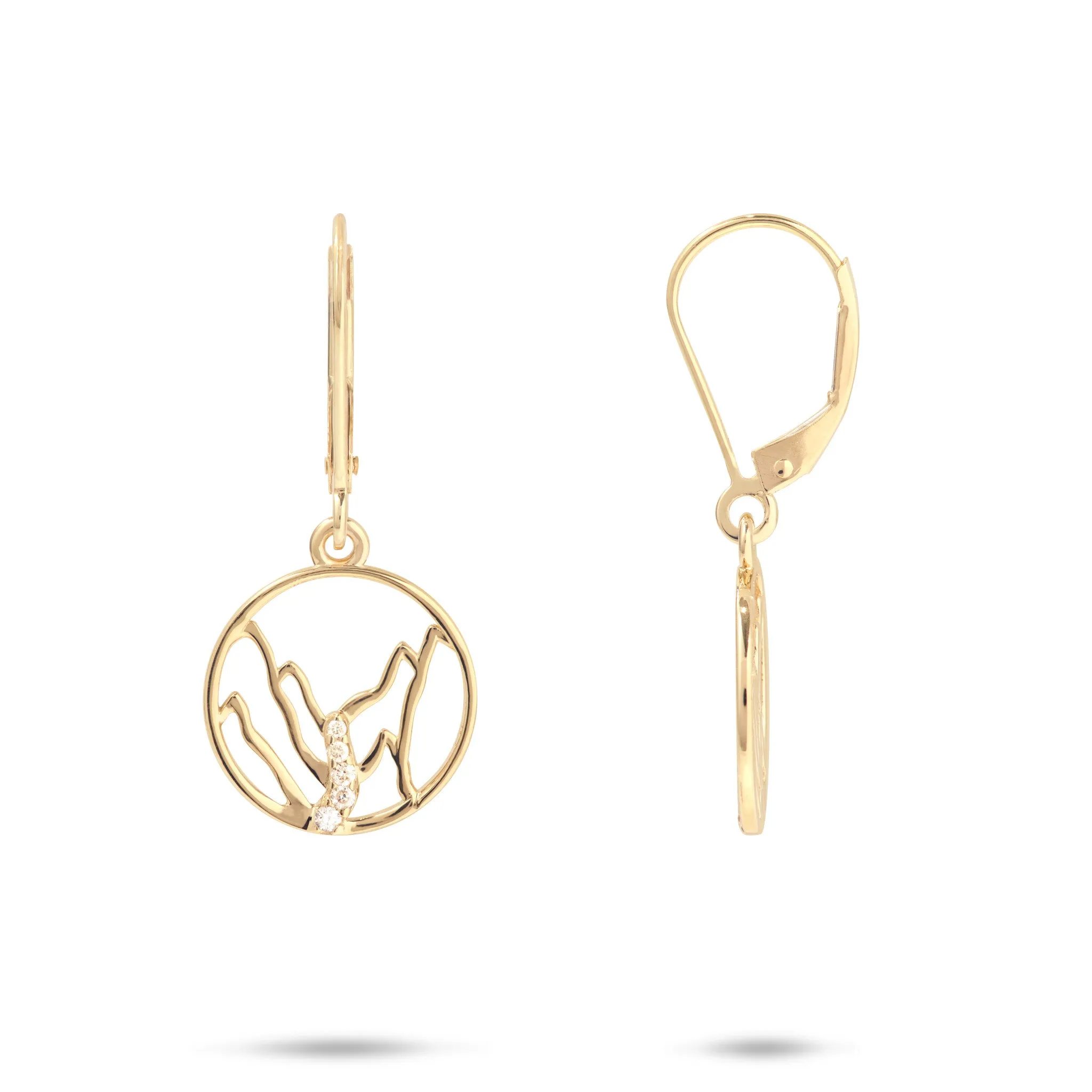Koolau Waterfall Earrings in Gold with Diamonds - 13mm