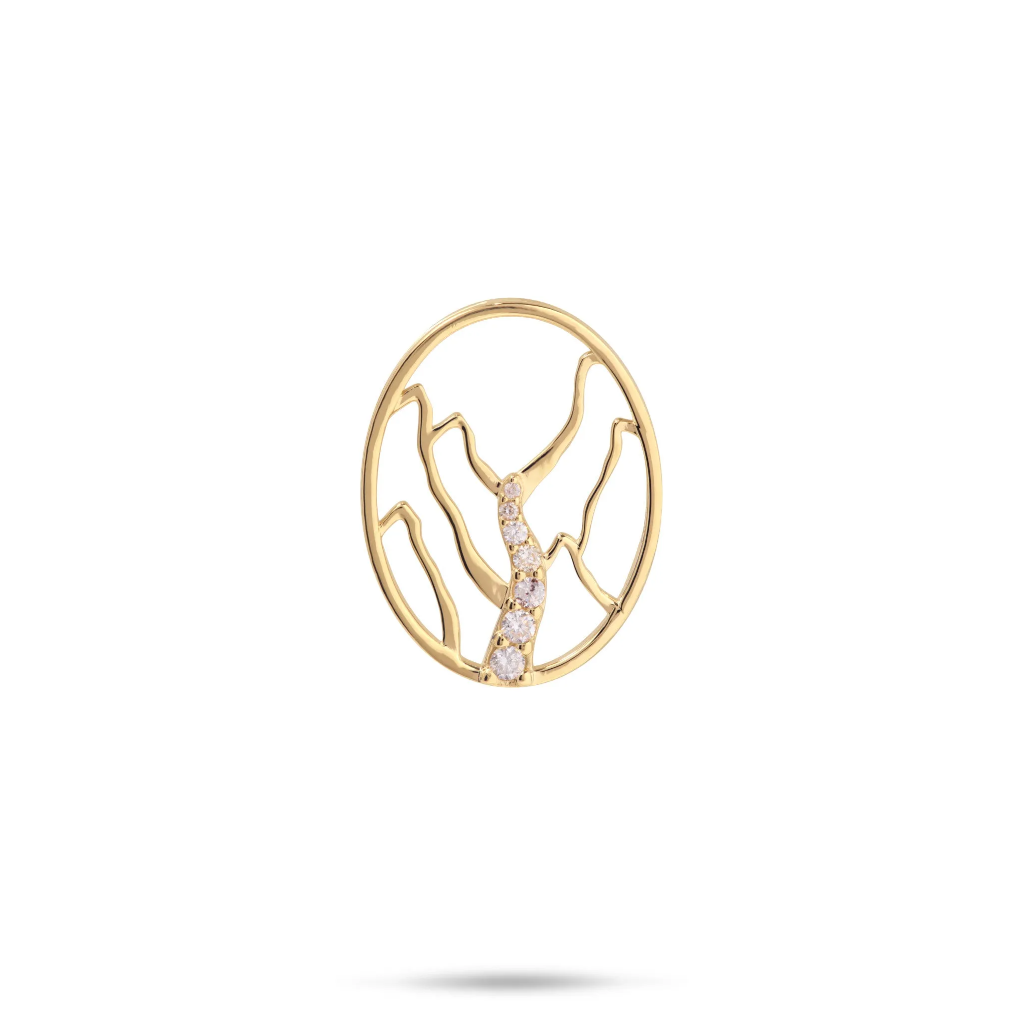 Koolau Waterfall Pendant in Gold with Diamonds - 20mm