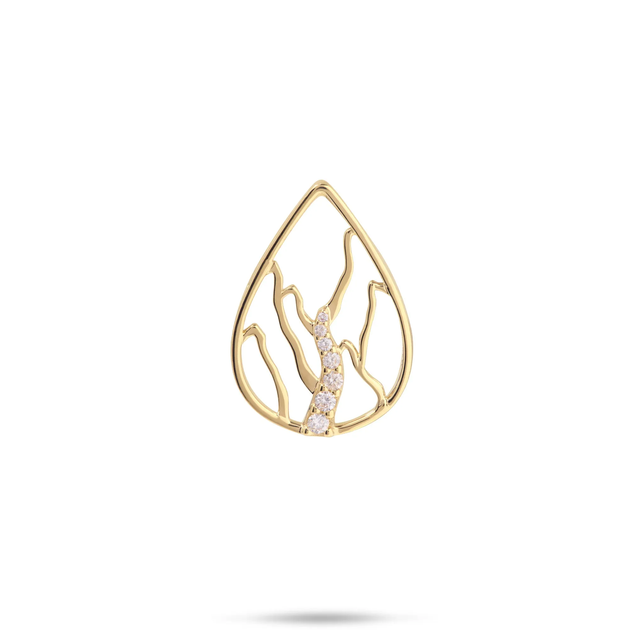 Koolau Waterfall Pendant in Gold with Diamonds - 21mm