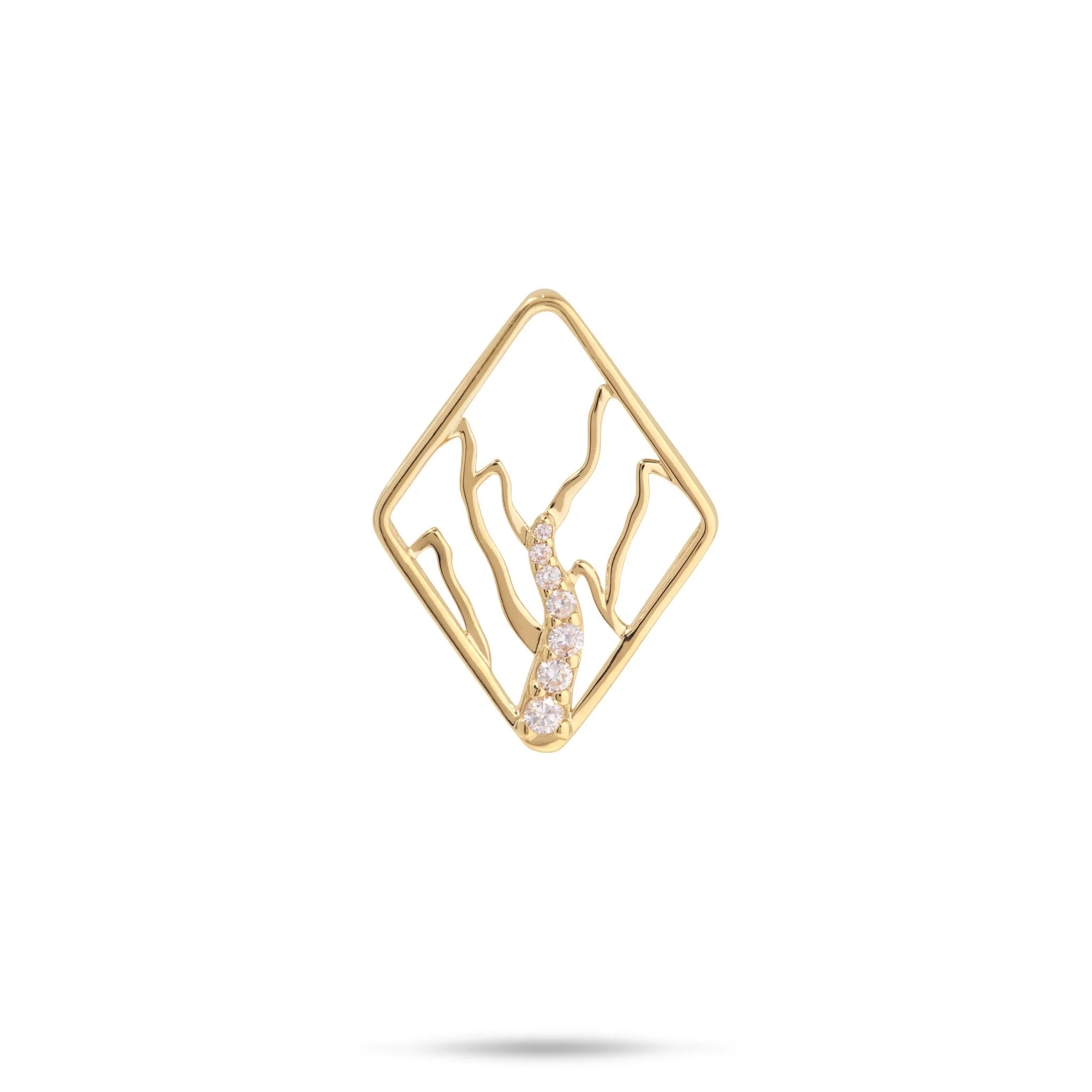 Koolau Waterfall Pendant in Gold with Diamonds - 22mm