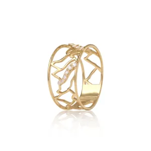 Koolau Waterfall Ring in Gold with Diamonds - 10mm