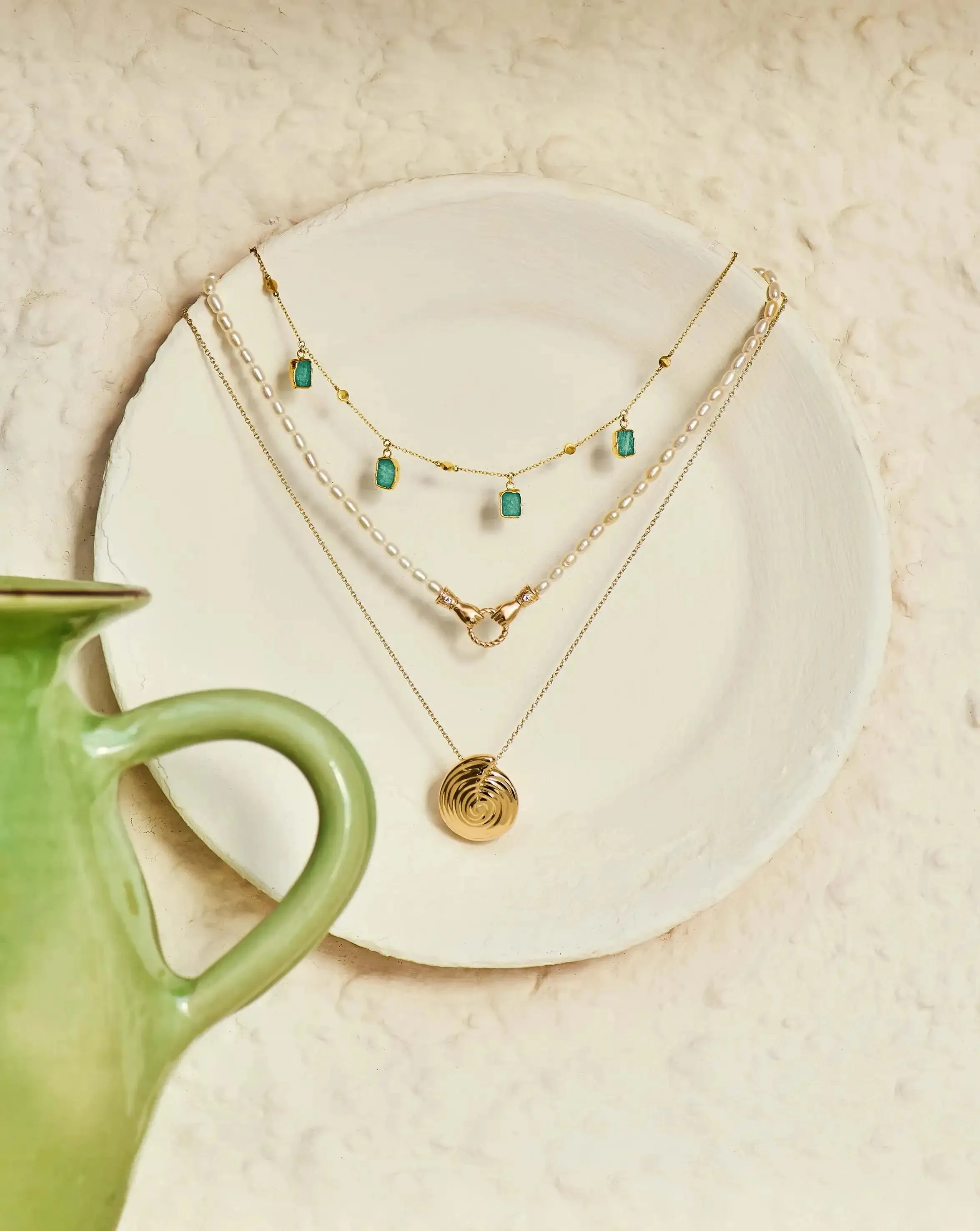 Lena Charm Choker | 18k Gold Plated/Amazonite
