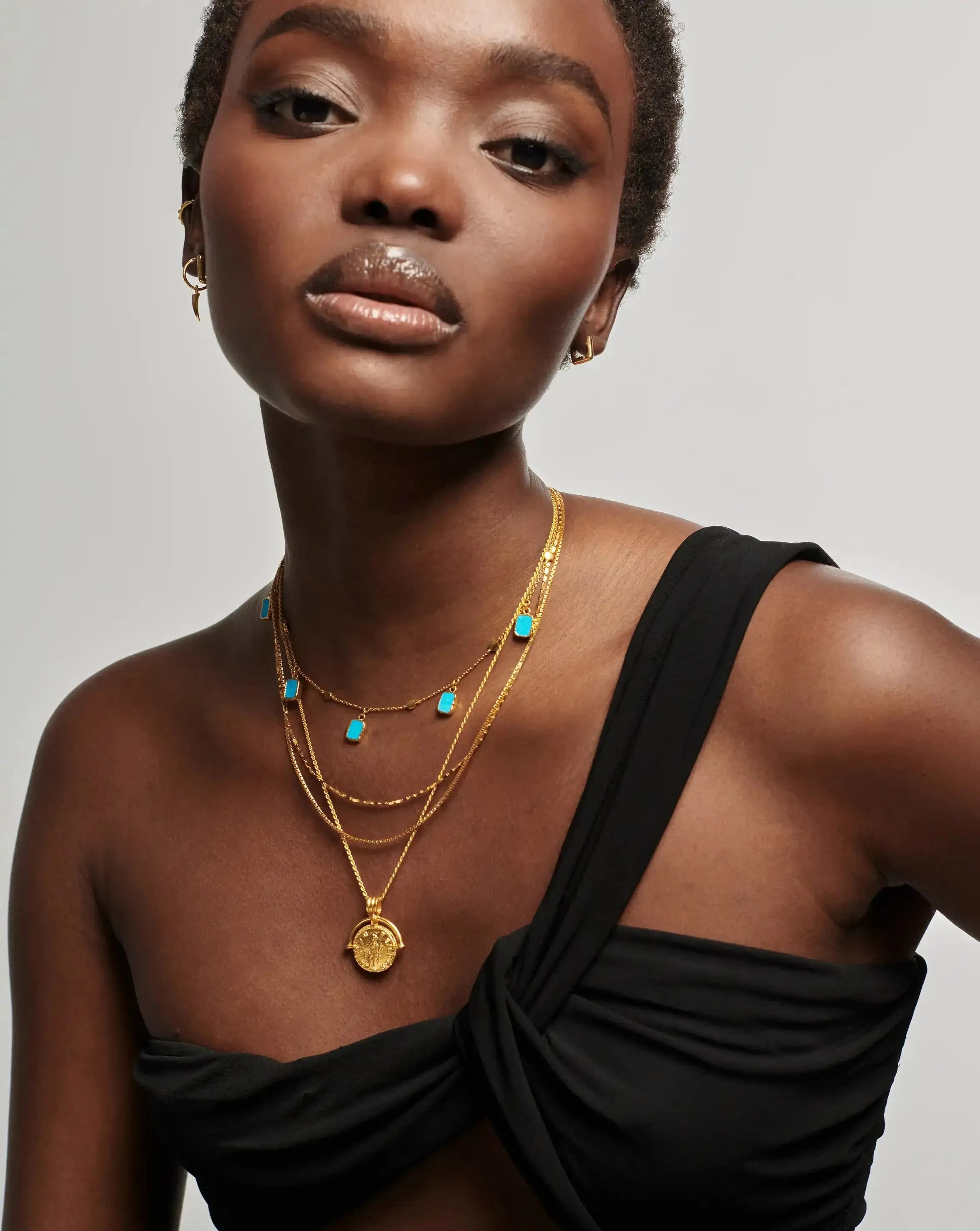 Lena Charm Choker | 18k Gold Plated/Turquoise