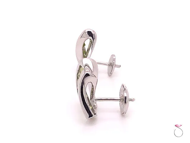 Louis Feraud Peridot Designer 18k Stud Earrings