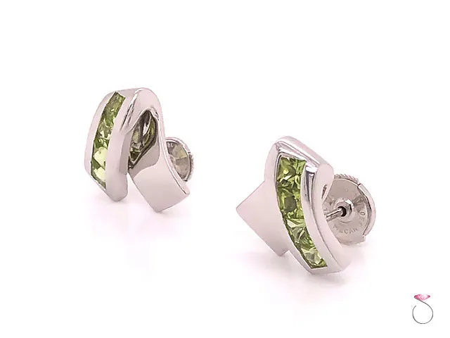 Louis Feraud Peridot Designer 18k Stud Earrings