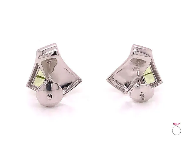 Louis Feraud Peridot Designer 18k Stud Earrings
