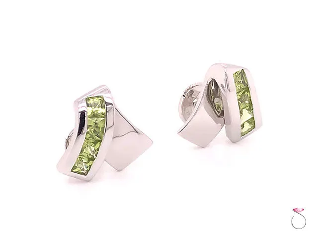 Louis Feraud Peridot Designer 18k Stud Earrings
