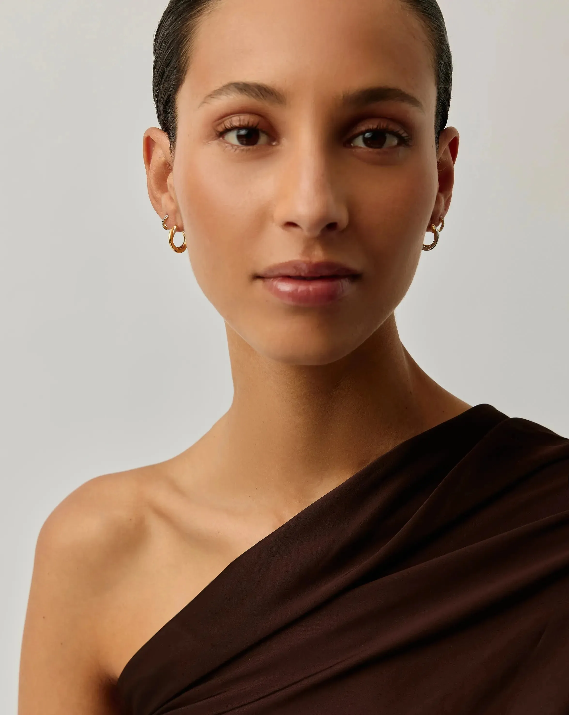 Lucy Williams Entwine Hoop Earrings & Pave Huggies Set | Mixed Metal / 18k Gold Vermeil