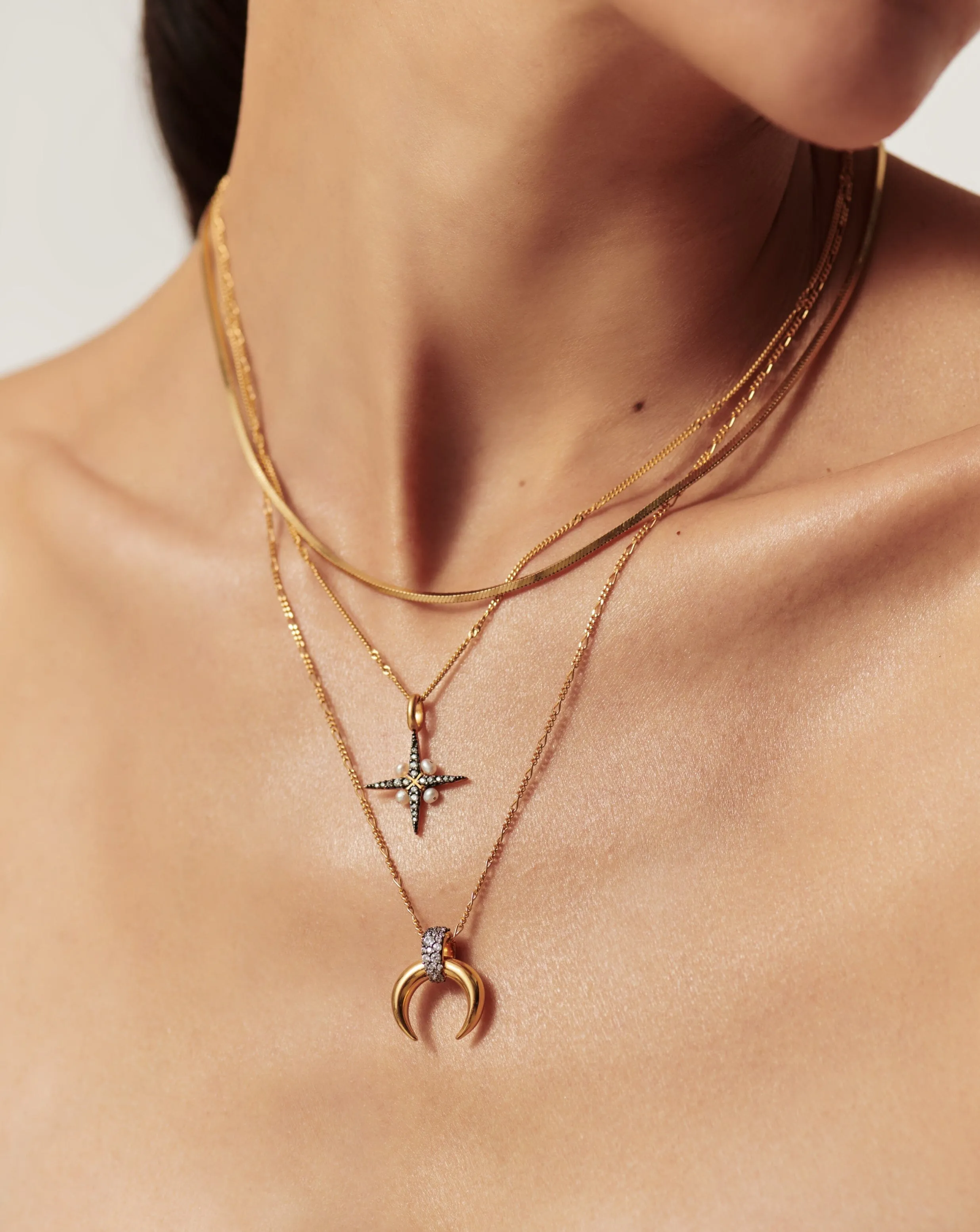 Lucy Williams Pav Horn Pendant Necklace | 18k Gold Vermeil/Cubic Zirconia