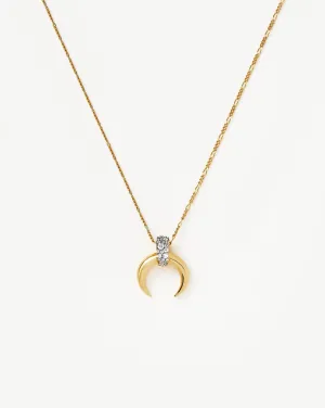 Lucy Williams Pav Horn Pendant Necklace | 18k Gold Vermeil/Cubic Zirconia