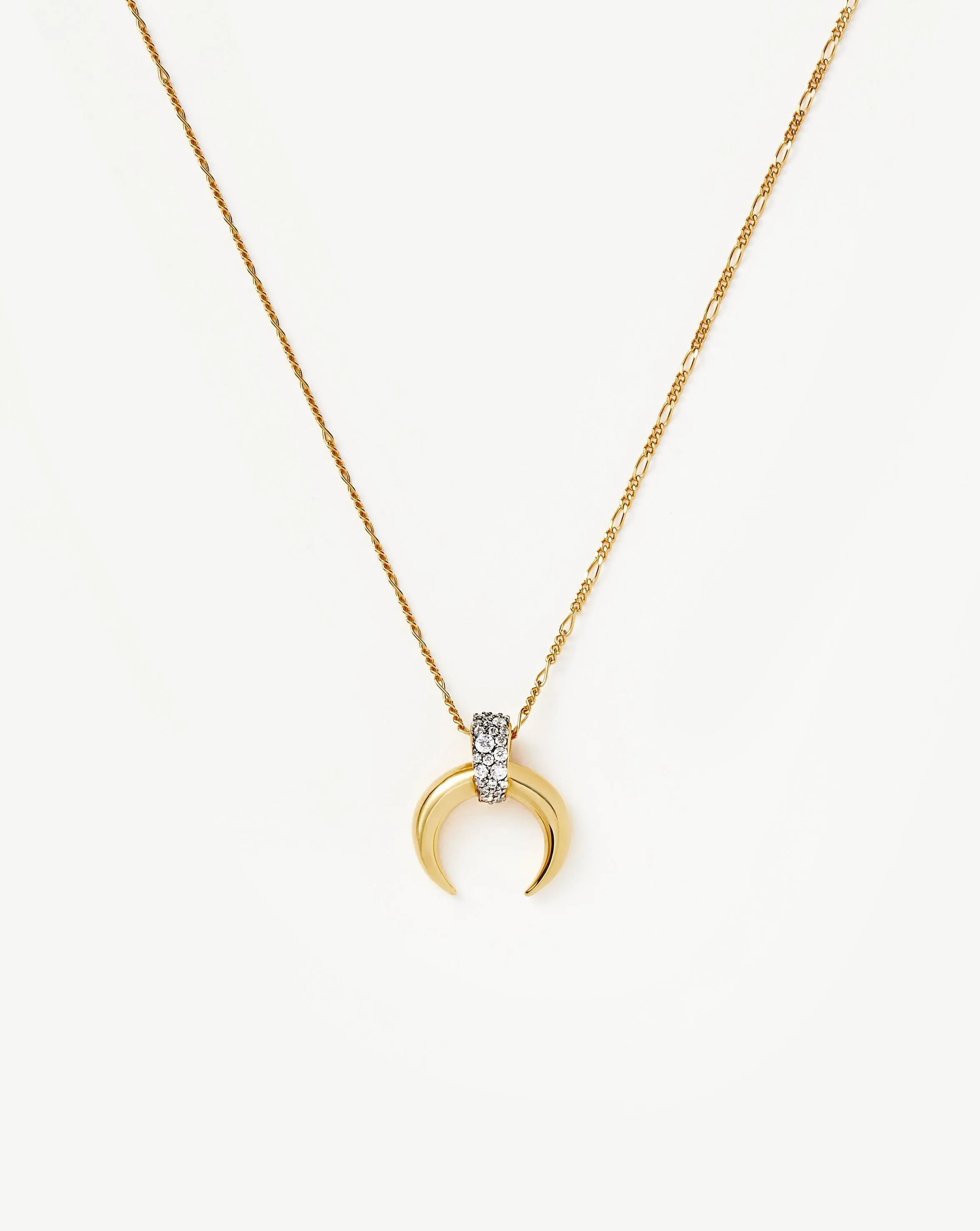 Lucy Williams Pav Horn Pendant Necklace | 18k Gold Vermeil/Cubic Zirconia