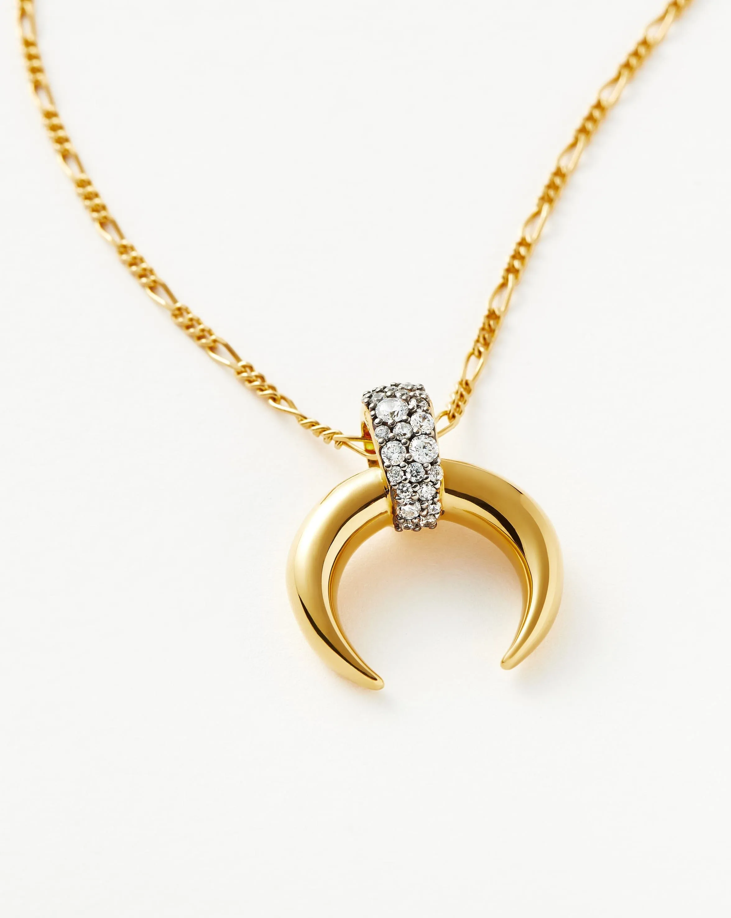 Lucy Williams Pav Horn Pendant Necklace | 18k Gold Vermeil/Cubic Zirconia