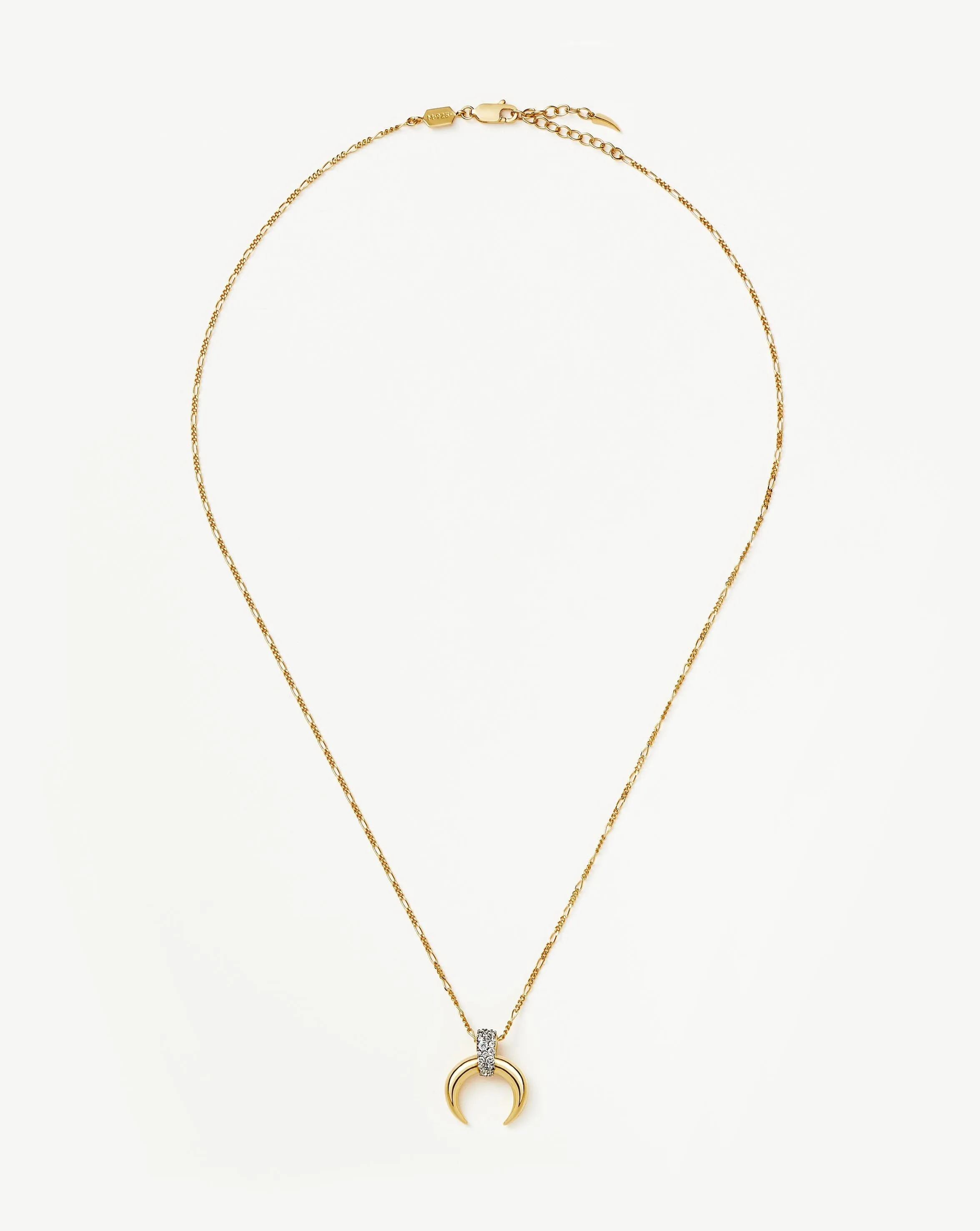 Lucy Williams Pav Horn Pendant Necklace | 18k Gold Vermeil/Cubic Zirconia