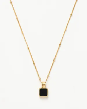 Lucy Williams Square Onyx Necklace | 18k Gold Vermeil/Black Onyx