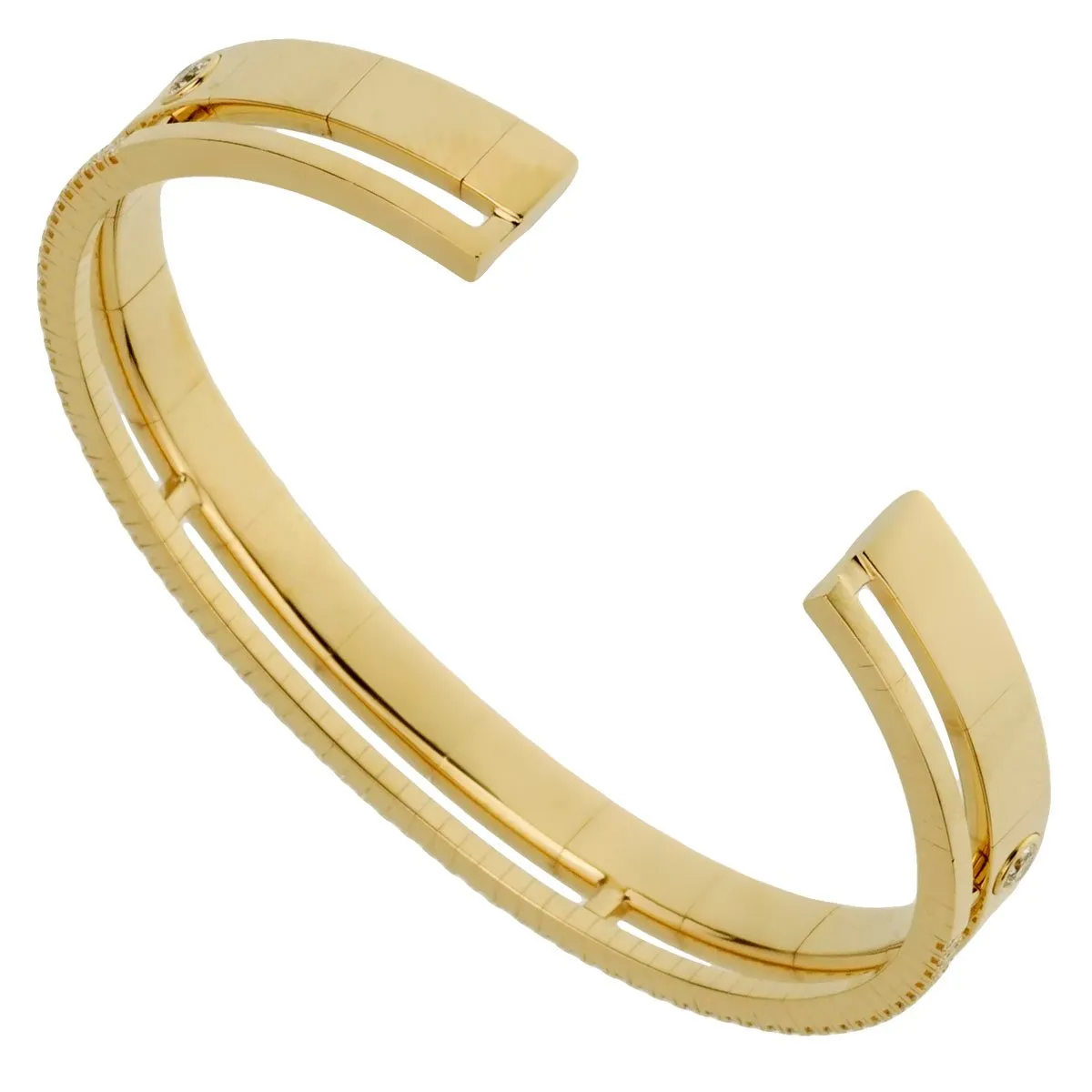 Marli Diamond Yellow Gold Slip On Cuff Bangle Bracelet