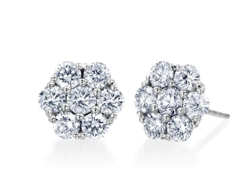 MEMOIRE FLORAL STUD EARRINGS IN WHITE GOLD