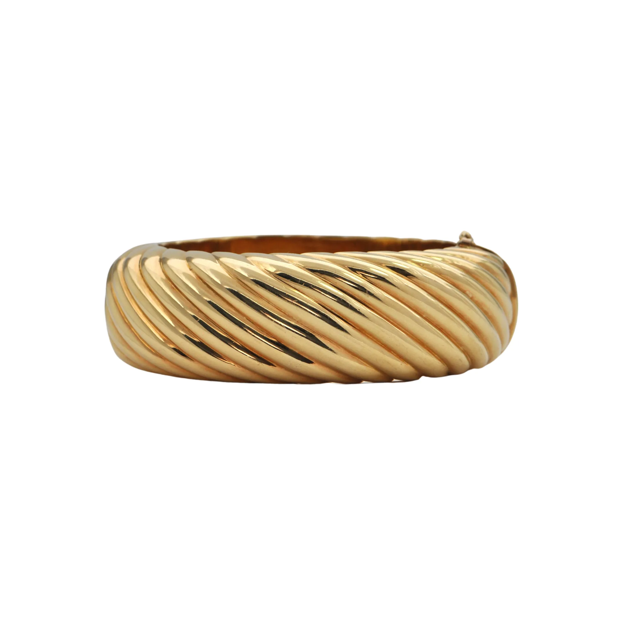 Mid-Century Italian 18k Gold Hinged Oval Bangle Bracelet