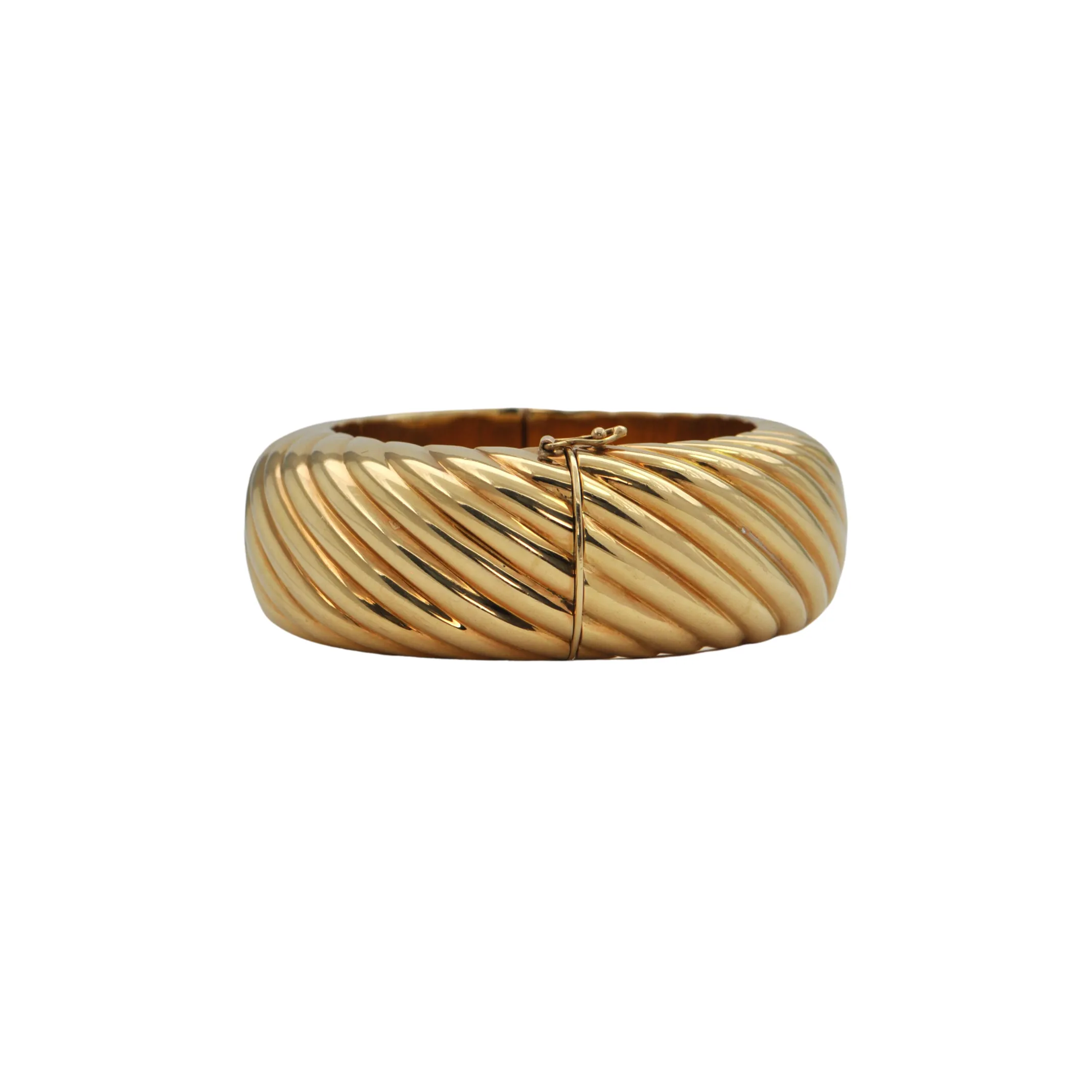 Mid-Century Italian 18k Gold Hinged Oval Bangle Bracelet