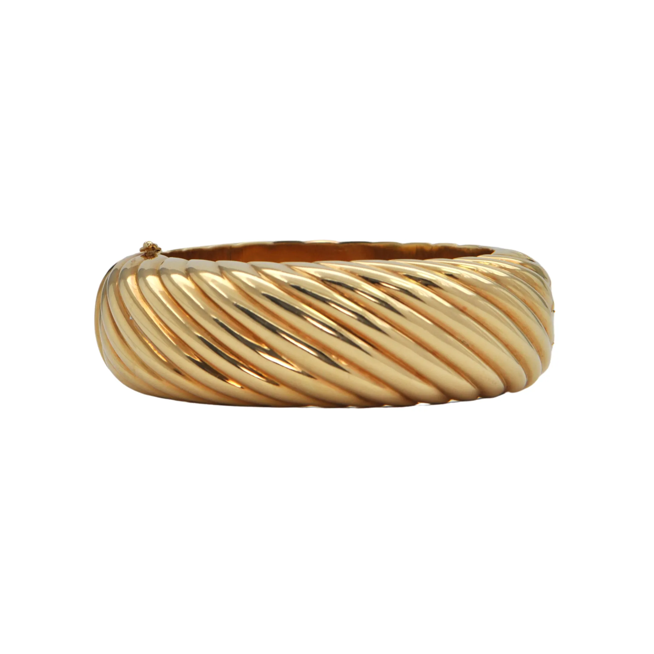 Mid-Century Italian 18k Gold Hinged Oval Bangle Bracelet