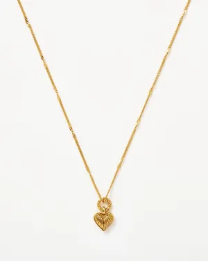 Mini Ridge Heart Charm Pendant Necklace