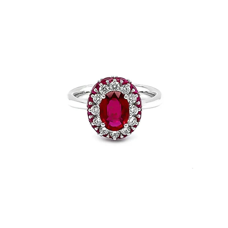 NEW ITALIAN ART 18CT WHITE GOLD 2.40CT RUBY AND DIAMOND RING