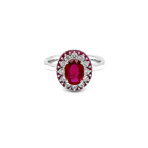 NEW ITALIAN ART 18CT WHITE GOLD 2.40CT RUBY AND DIAMOND RING