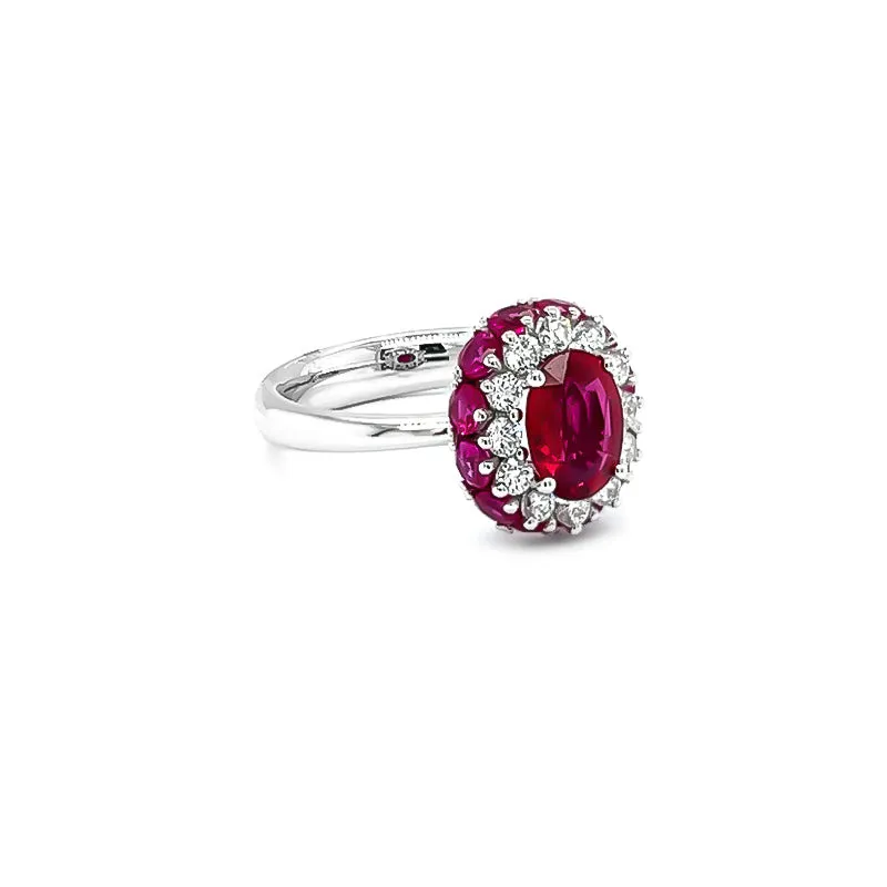 NEW ITALIAN ART 18CT WHITE GOLD 2.40CT RUBY AND DIAMOND RING