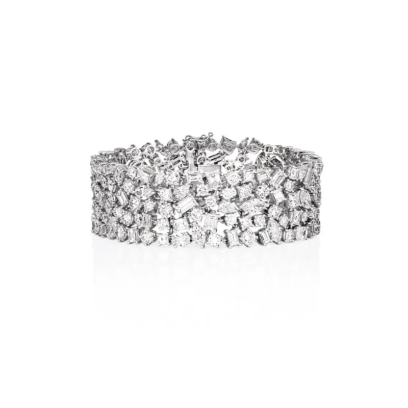 NEW ITALIAN ART 18CT WHITE GOLD 31.36CT DIAMOND BRACELET