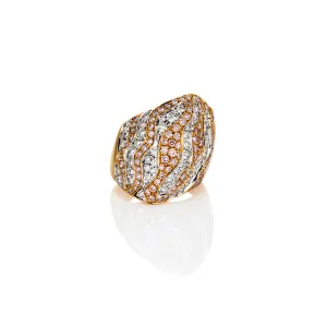 NEW ITALIAN ART 18CT WHITE GOLD AND 18CT ROSE GOLD PINK AND WHITE DIAMOND DRESS RING