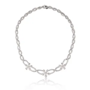 NEW ITALIAN ART 18CT WHITE GOLD DIAMOND NECKLACE
