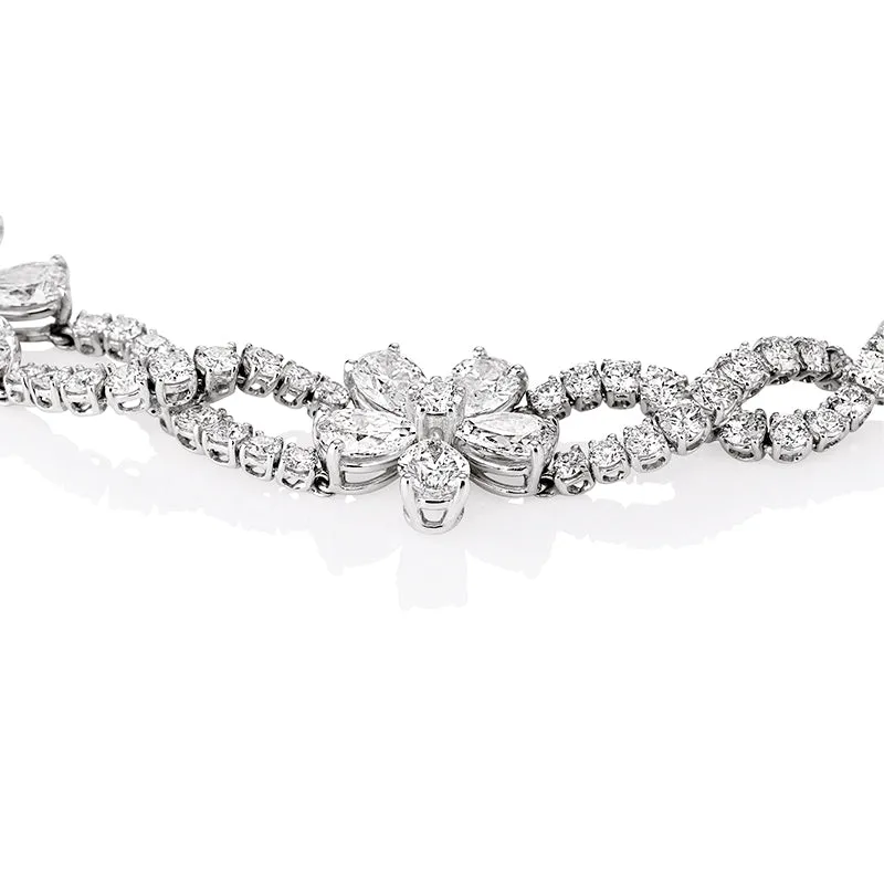NEW ITALIAN ART 18CT WHITE GOLD DIAMOND NECKLACE
