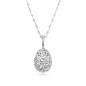 NEW ITALIAN ART 18CT WHITE GOLD EGG-SHAPED DIAMOND NECKLACE