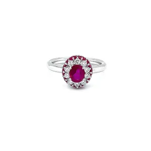 NEW ITALIAN ART 18CT WHITE GOLD RUBY AND DIAMOND RING