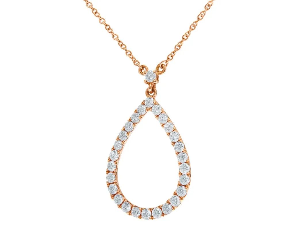 Odelia 18kt Rose Gold Pav Pear Pendant