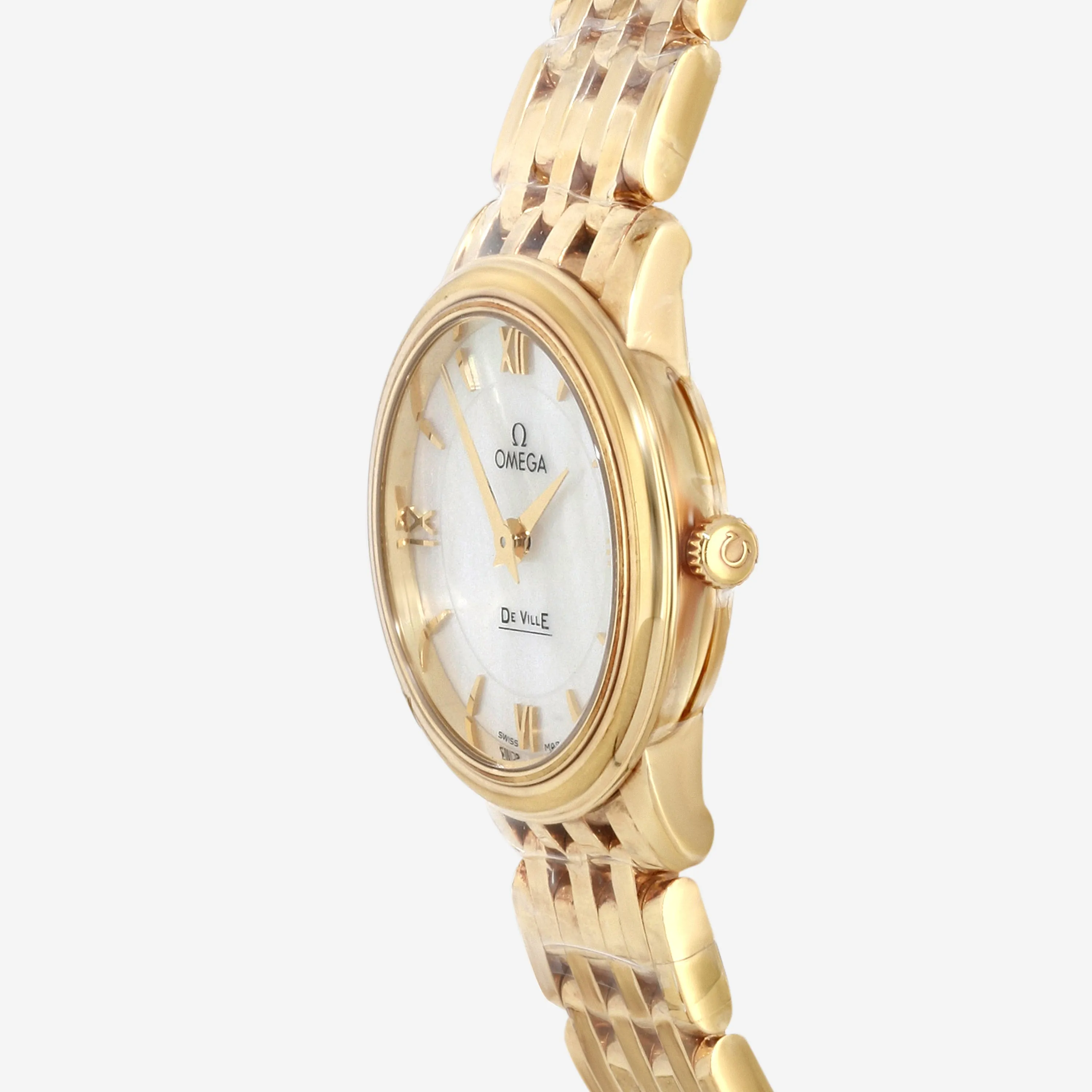 Omega De Ville Prestige 18K Yellow Gold Mother of Pearl Quartz Ladies Watch 424.50.27.60.05.001