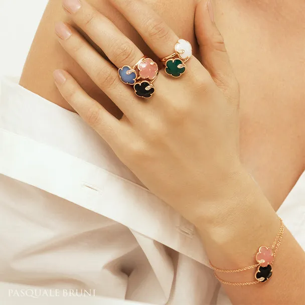 PASQUALE BRUNI PETIT JOLI 18CT ROSE GOLD GREEN & WHITE AGATE BRACELET WITH CHAMPAGNE & WHITE DIAMONDS