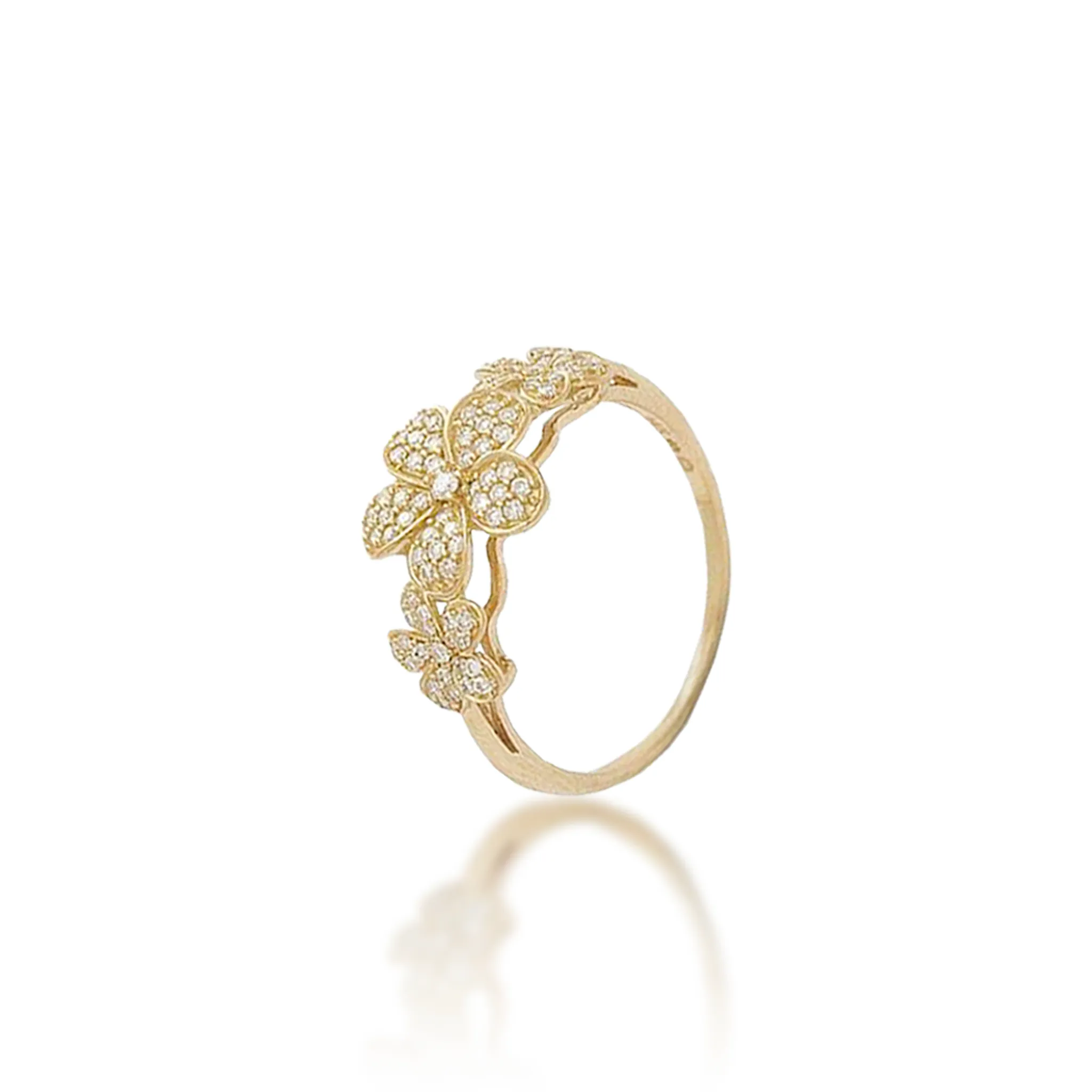 Plumeria Ring in Gold with Diamonds - 10mm
