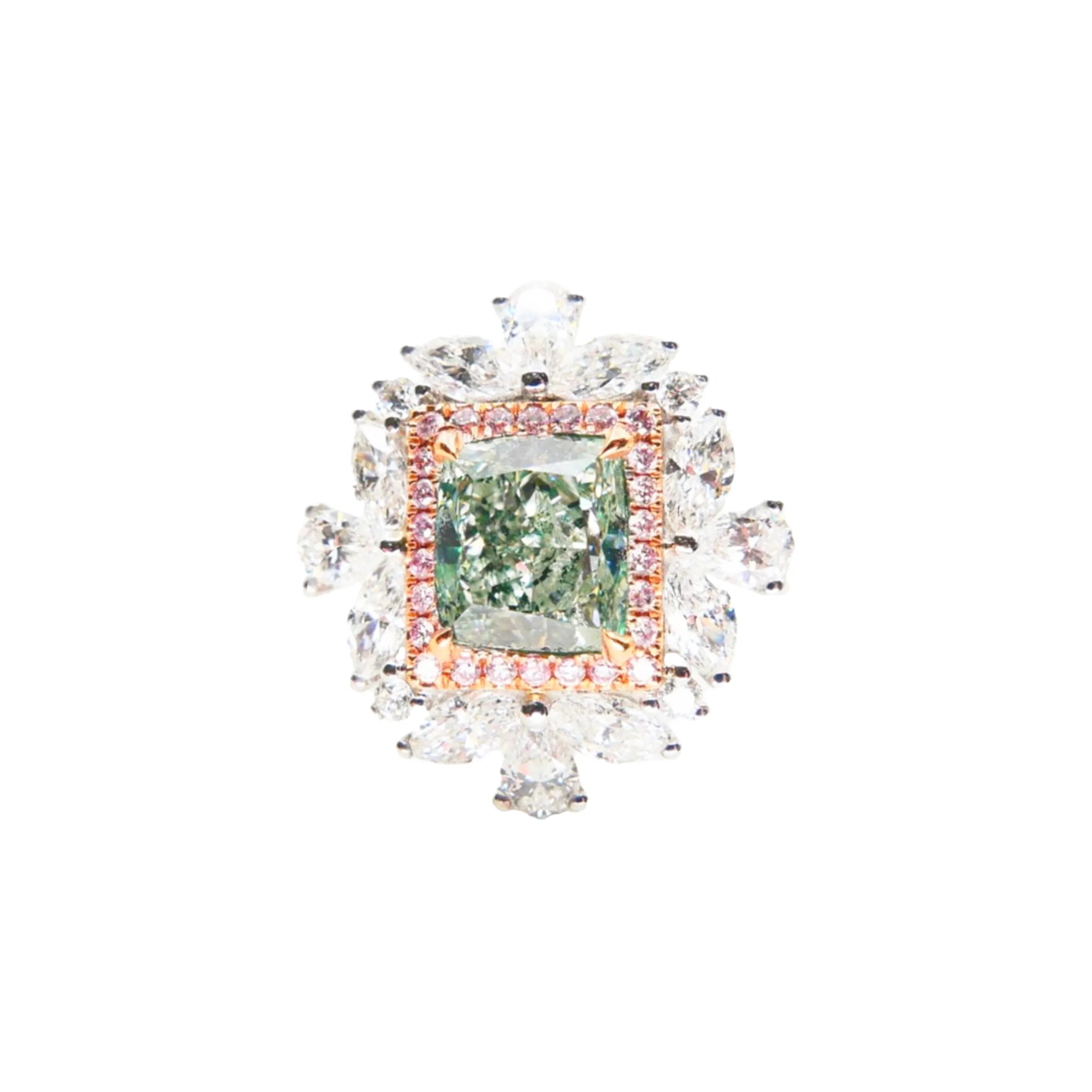 Post-1980s 18KT 1.53ct Natural Fancy grayish green Diamond Ring