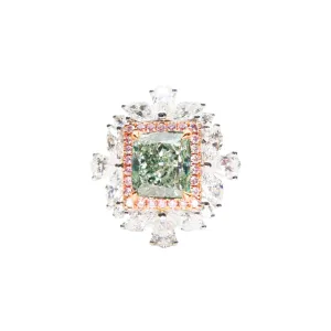 Post-1980s 18KT 1.53ct Natural Fancy grayish green Diamond Ring