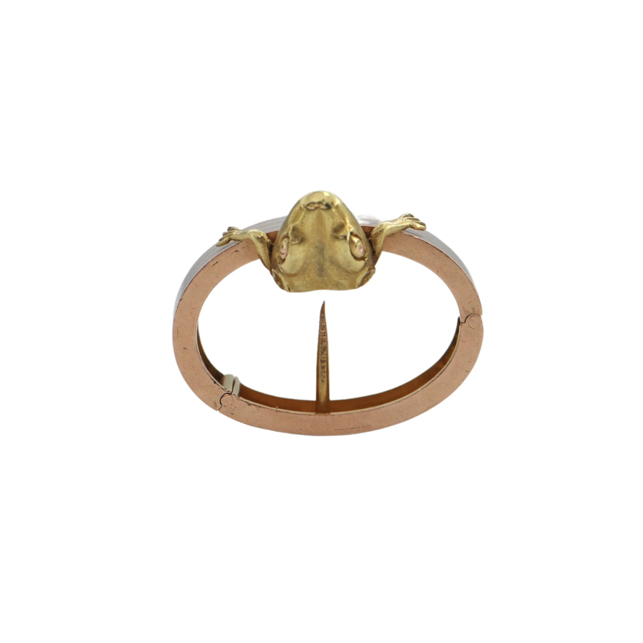 Retro 18K Rose and White Gold Pearl Shortener with 18K Yellow Gold Frog