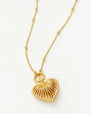 Ridge Heart Charm Pendant Necklace | 18k Gold Plated
