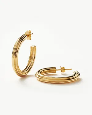 Ridge Large Hoop Earrings | 18k Gold Plated
