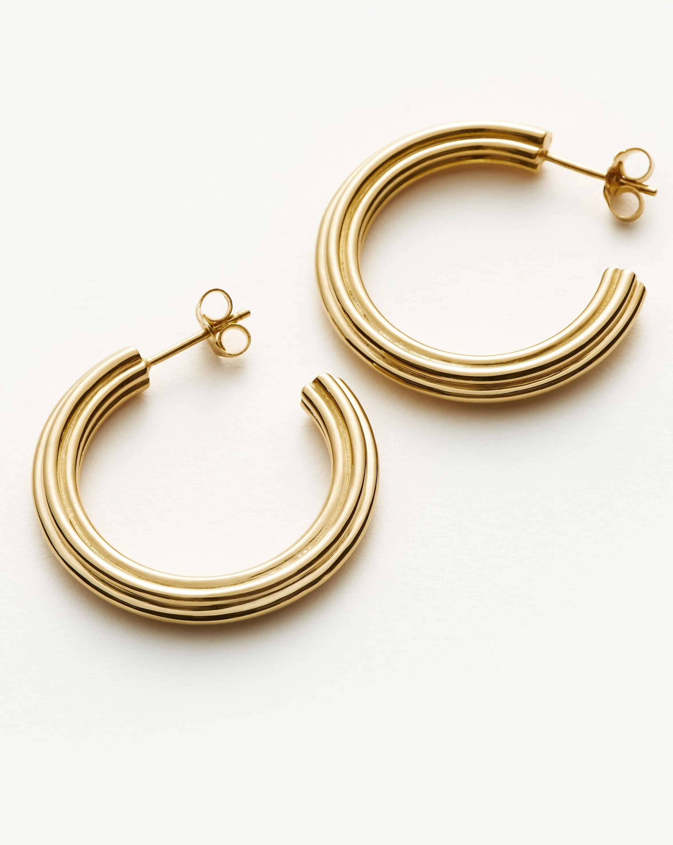 Ridge Large Hoop Earrings | 18k Gold Plated